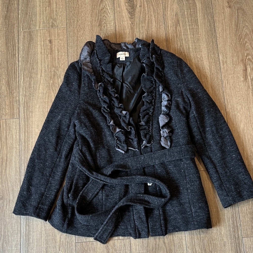 Chic Black Ruffled Blazer